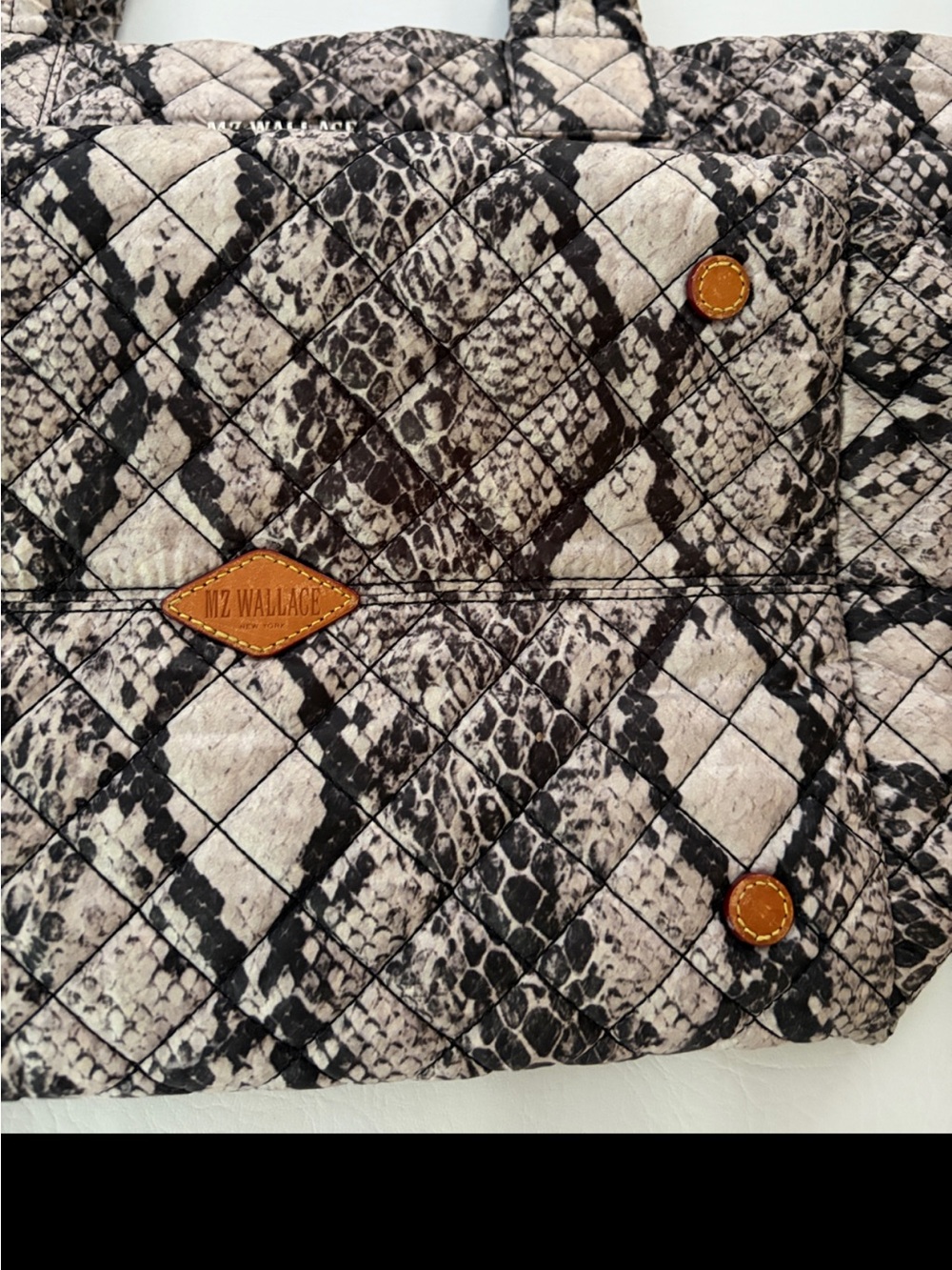 MZ Wallace Metro Tote Animal Print Black Brown Shoulder Bag - Picture 6 of 16